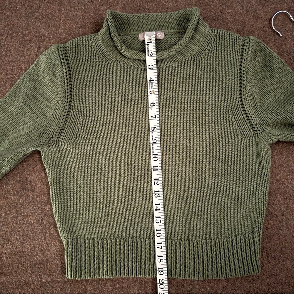 J. Crew Women’s Sage Olive Green Rollneck Sweater, Cropped, Size S, 100% Cotton - Picture 4 of 8